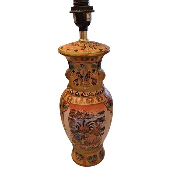 Vintage Antique Chinese Porcelain Mandarin Vase Table Lamp Hand Painted 17.5" - Picture 7 of 16